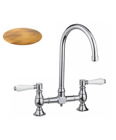 Armando Vicario 400160-101977VOR Mélangeur évier 2trous à bec vieux bronze