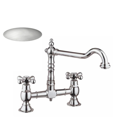 Armando Vicario 400163-101970VA Mélangeur évier 2trous à bec nickel mat