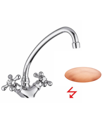 Armando Vicario 400330-101901VR Mélangeur évier à bec + basse pression cuivre