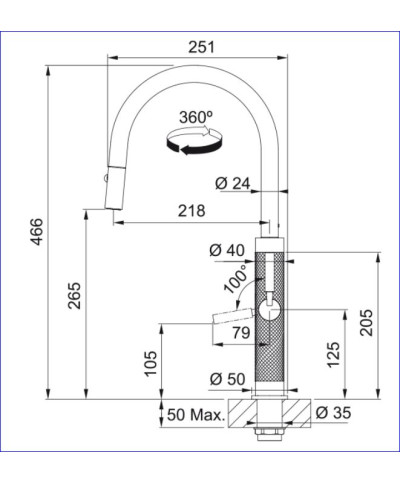 Franke Mythos Masterpiece 115.0711.555 - 301050 mitigeur évier mousseur extractible PVD Anthracite