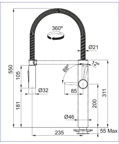 Franke Pescara 115.0472.959 - 301791 mitigeur évier à douchette extractible  inox