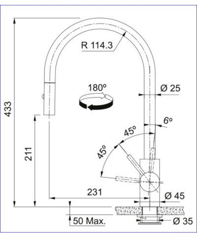 Franke Eos Neo 115.0628.256 - 301955 mitigeur évier mousseur extractible PVD Anthracite