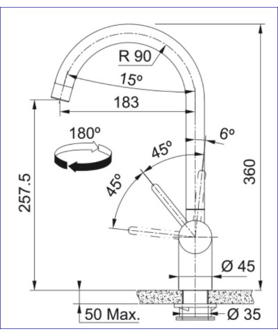 Franke Leda Neo 115.0590.046 - 301911 mitigeur évier à bec mobile  inox