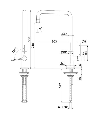 Newform Maki 71821 59 064 Mitigeur cuisine à bec PVD Brushed gun metal
