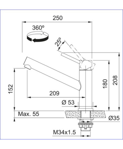Franke Orbit 115.0569.290 - 301899 mitigeur évier à bec mobile  inox