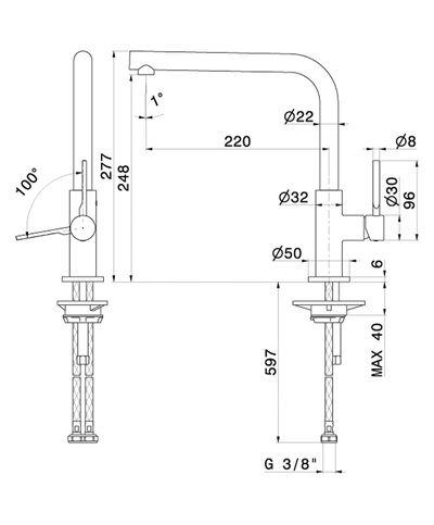 Newform Maki 71822 59 064 Mitigeur cuisine à bec PVD Brushed gun metal