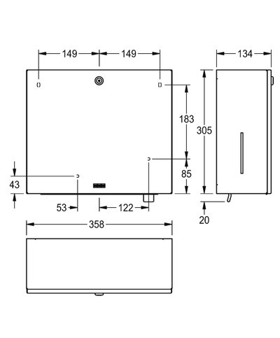 Kwc Rodan RODX601 - 2000101221 Distributeur de serviettes + savon mural inox