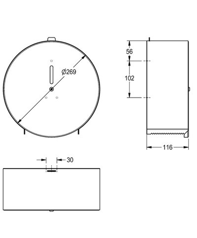 Kwc Rodan CHRX669 - 2000060983 Distributeur de rouleau wc 260mm mural inox