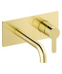Damixa Silhouet 746257700 façade mitigeur lavabo à encastrer + plaque + bec 180 mm PVD Laiton