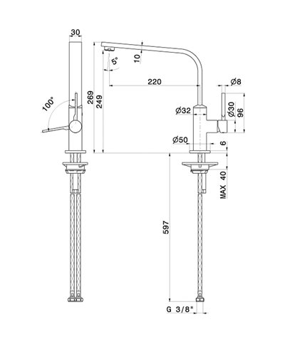 Newform Maki 71823 21 018 Mitigeur cuisine à bec chrome