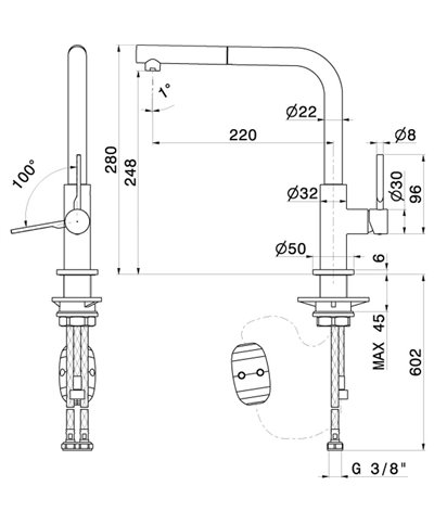Newform Maki 71825 01 093 Mitigeur à douchette Noir mat
