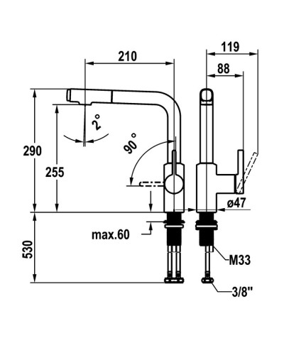 Kwc Fit 10.541.002.000FL  - 125576 mitigeur évier à douchette extractible Chrome