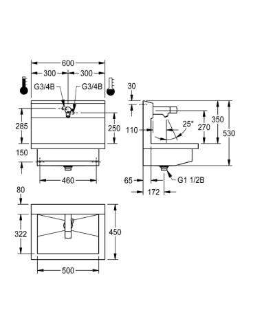 Kwc Planox PL6UEM - 3600004041 Unité de lavage avec robinet électronique sur batterie inox