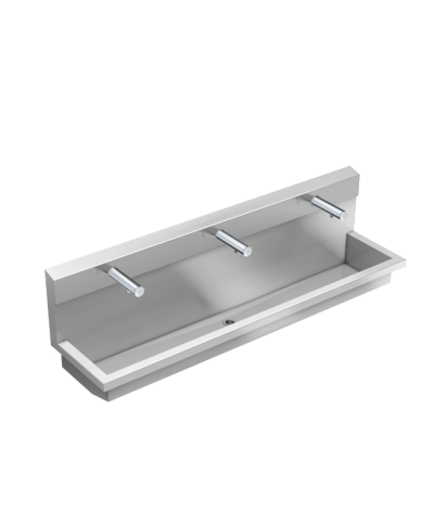 Kwc Planox PL18UEV - 3600004029 Unité de lavage avec 3 robinets muraux électroniques inox