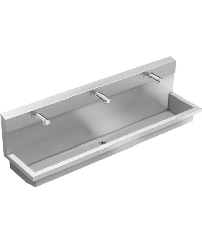 Kwc Planox PL18USV - 3600004025 Unité de lavage avec 3 robinets muraux temporisés inox