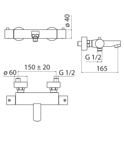 Nobili New Road 85310 mitigeur mural de bain-douche chrome