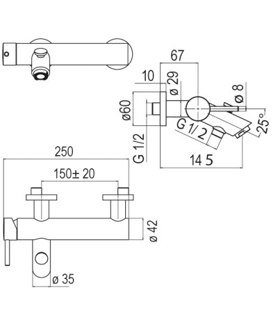 Nobili Live LV00110 mitigeur mural de bain-douche chrome
