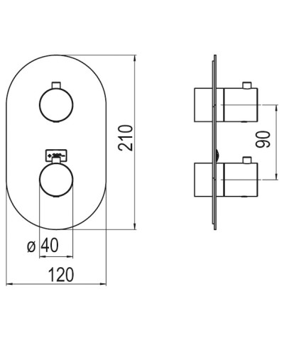 Nobili Live LV00102 façade pour mitigeur thermostatique de douche à encastrer chrome