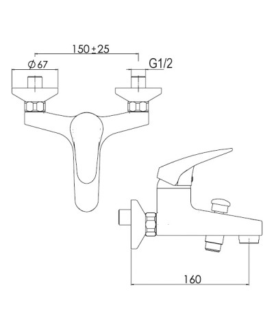 Nobili Classic H527110 mitigeur mural de bain-douche chrome