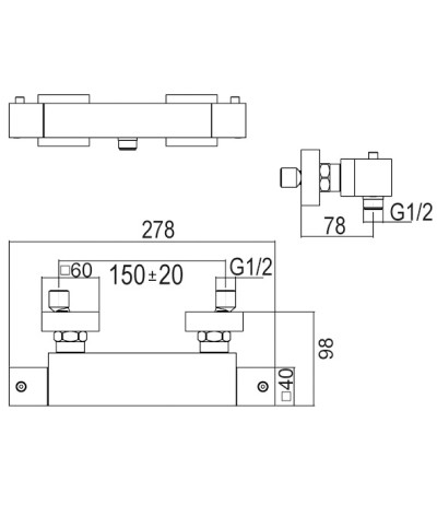 Nobili Dox 95030 mitigeur thermostatique mural de douche chrome