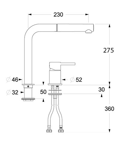 Nobili 29945-281521 mitigeur évier 2 trous + douchette chrome