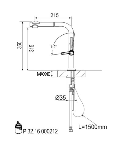 Armando Vicario 400076-D21715CR mitigeur évier mousseur extract  chrome