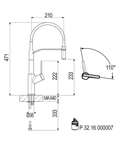 Armando Vicario 400392-1835CR mitigeur évier à mousseur extractible sur flexible chrome