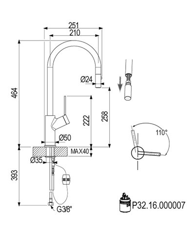 Armando Vicario 400407-1845CR-mitigeur évier mousseur extractible chrome