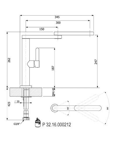 Armando Vicario 400409-2301CR mitigeur évier bec mobile latéral chrome