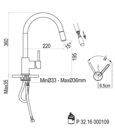 Armando Vicario 400042-103545CR mitigeur évier et mousseur extractible chrome