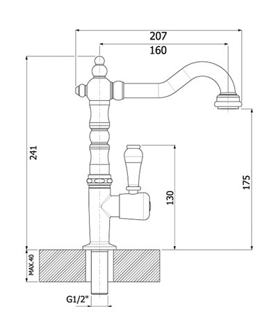 Armando Vicario Old Fashion 400393-20001SVA robinet lavemains - eau froide nickel mat