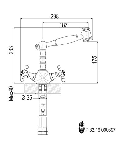 Armando Vicario 400168-101919VA Mélangeur évier à douchette nickel mat