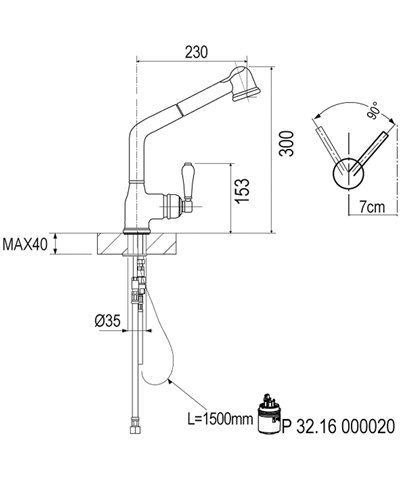 Armando Vicario  Hermitage 400177-109054VO mitigeur évier à douchette bronze