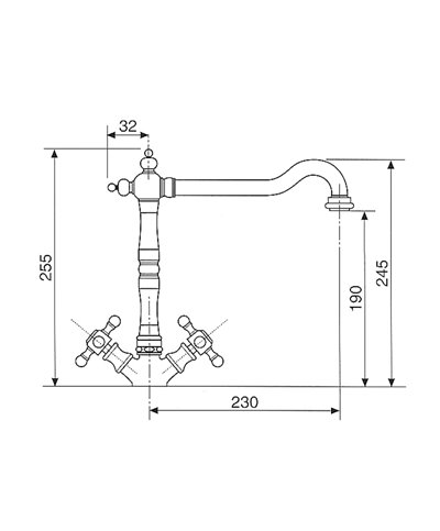 Armando Vicario 400329-101911VO mélangeur évier à bec s/colonne + basse pression bronze