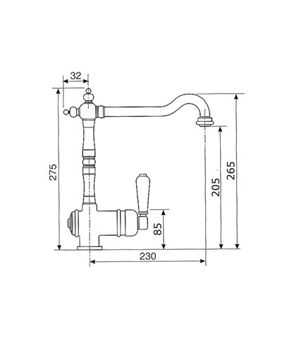 Armando Vicario 400071-101920VR Mitigeur évier à bec vieux cuivre