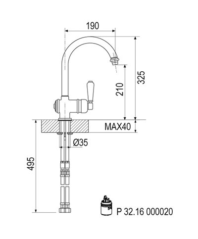 Armando Vicario 400171-101921VA Mitigeur évier à bec col de cygne nickel mat