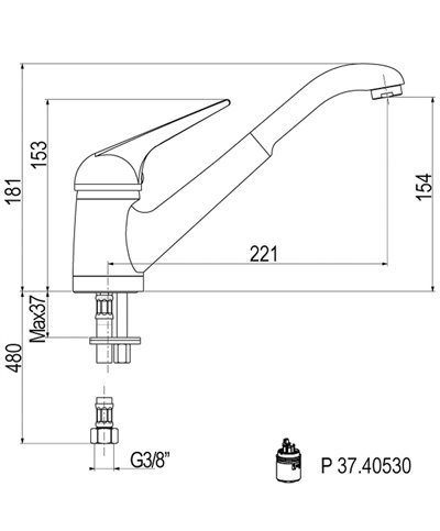 Gattoni  6017065-105509VO mitigeur d'évier à bec bronze