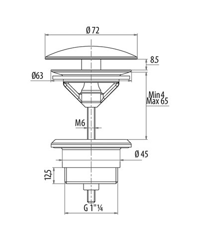 Gattoni 151500-371221VA Vidage push open nickel