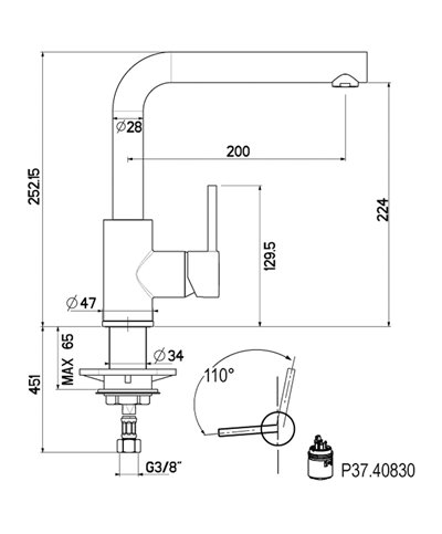 Gattoni 0555PC-373700CO mitigeur évier à bec chrome
