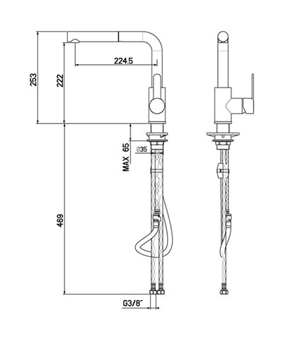 Gattoni 0570PC-373710CO mitigeur évier à douchette chrome