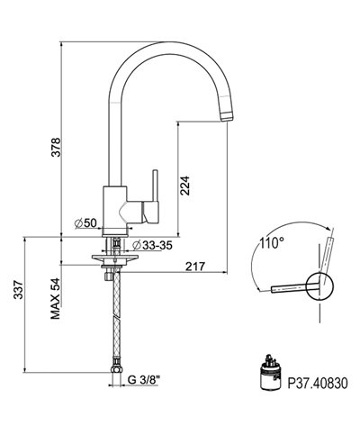 Gattoni 226622-373725CO mitigeur évier à bec rond chrome