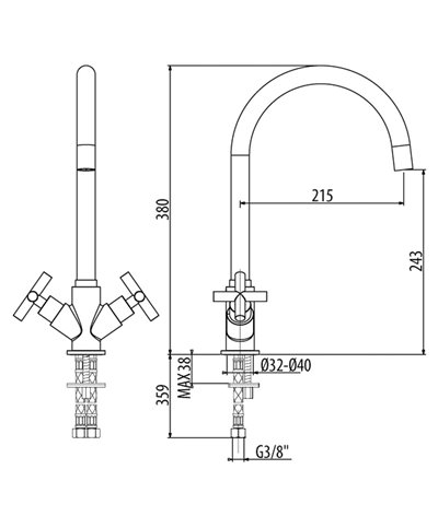 Gattoni 1550015-376318BL mélangeur évier à bec col cygne blanc mat