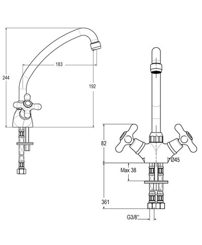 Gattoni 5695RE-371900VO Mélangeur évier à bec Vieux Bronze