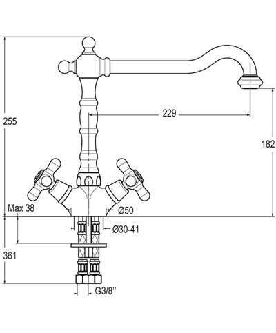 Gattoni 5691RE-371910VO mélangeur évier à bec sur colonne bronze