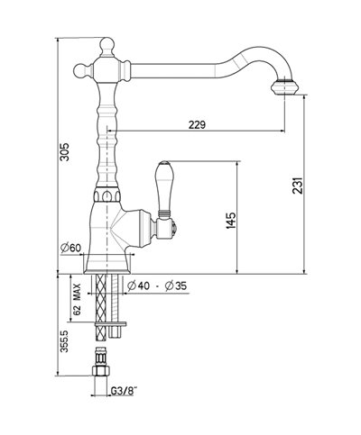 Gattoni 6013527-371926NS mitigeur évier à bec nickel mat