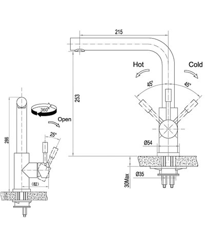 Inox 113500X mitigeur évier à bec inox