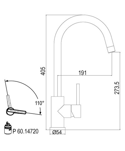 Inox 113525X mitigeur évier à bec inox