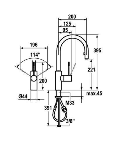 Kwc Ono 10 151 102 700FL - 121496 mitigeur évier neoperl escamotable inox