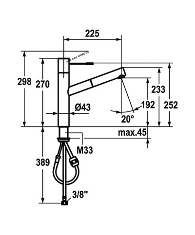 KWC Ono 10 151 113 000FL - 122098 mitigeur évier à bec extractible chrome