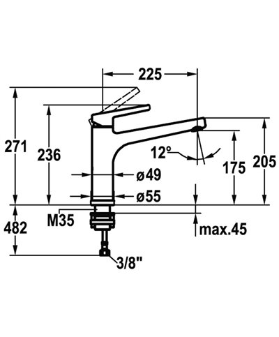 Kwc Suno 10 171 043 000FL - 123955 Mitigeur évier à bec spec  fenêtre chrome